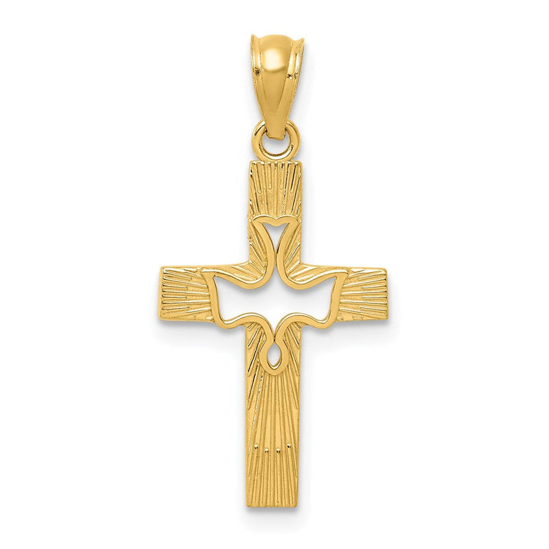14K Gelbgold Taube Kreuz Anhänger