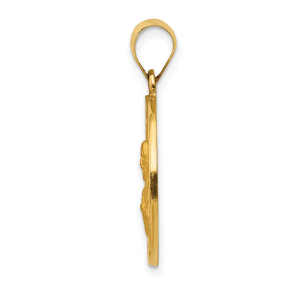 14K Gelbgold Heilig Herz Of Jesus Medaille Hohl Rund Anhänger