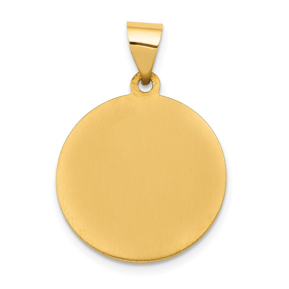 14K Gelbgold Heilig Herz Of Jesus Medaille Hohl Rund Anhänger