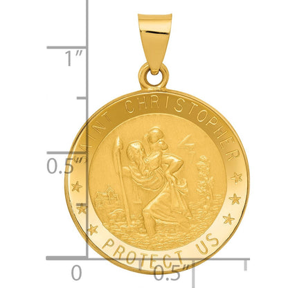 14K Gelbgold Saint Christopher Medaille Hohl Anhänger