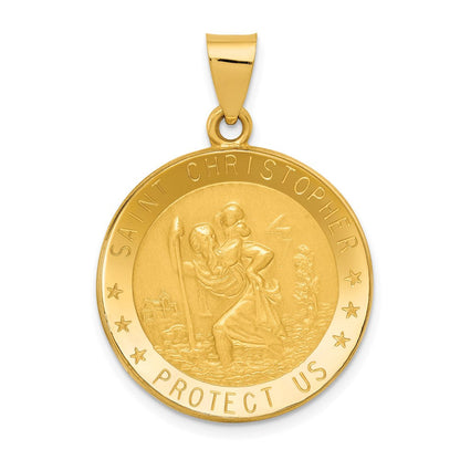 14K Gelbgold Saint Christopher Medaille Hohl Anhänger