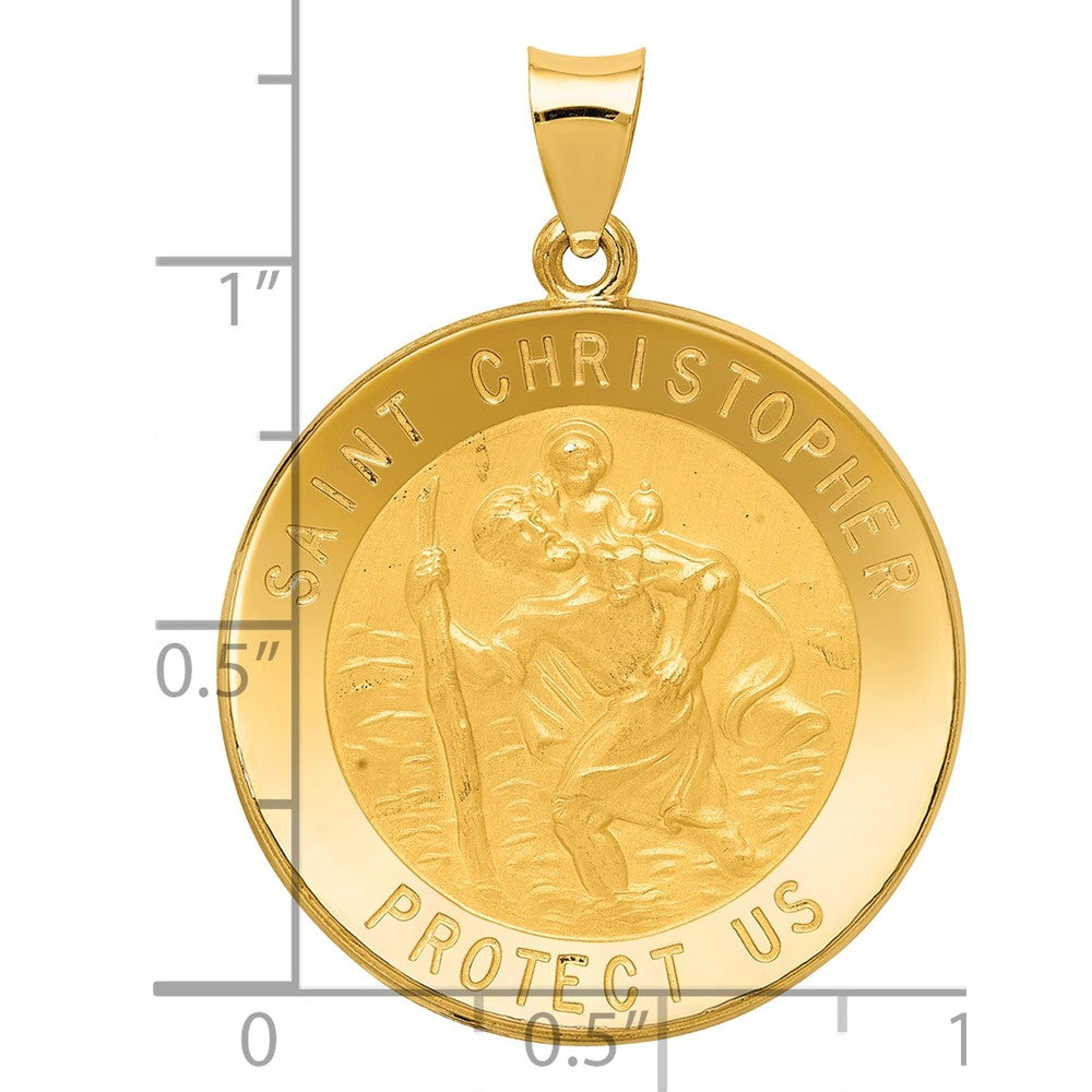 14K Gelbgold Saint Christopher Medaille Hohl Anhänger