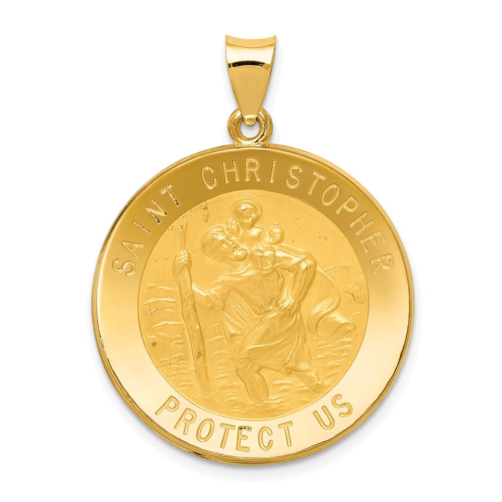 14K Gelbgold Saint Christopher Medaille Hohl Anhänger