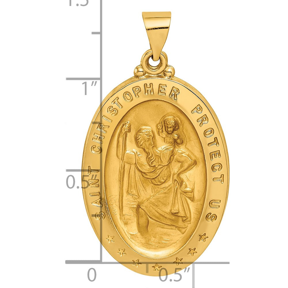14K Gelbgold Saint Christopher Medaille Hohl Anhänger