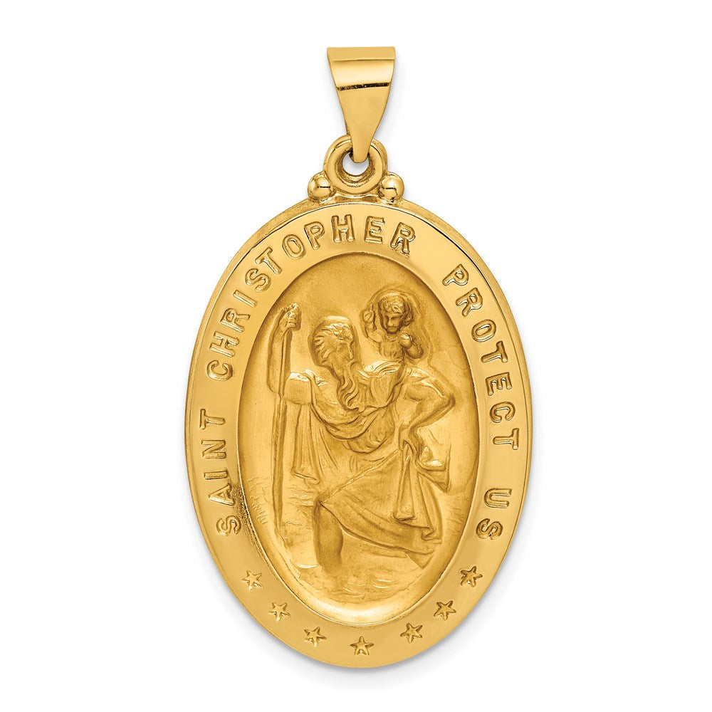 14K Gelbgold Saint Christopher Medaille Hohl Anhänger