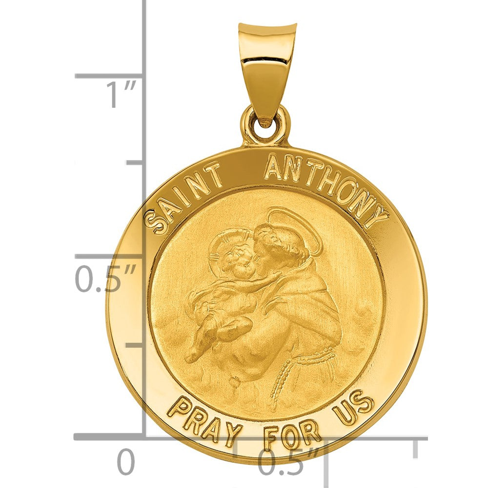 14K Gelbgold Saint Anthony Medaille Hohl Anhänger