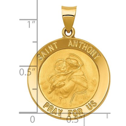 14K Gelbgold Saint Anthony Medaille Hohl Anhänger