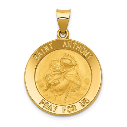 14K Gelbgold Saint Anthony Medaille Hohl Anhänger