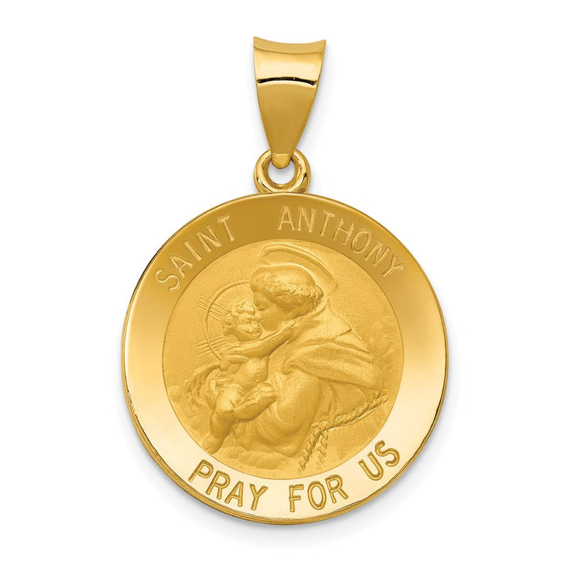 14K Gelbgold Saint Anthony Medaille Hohl Anhänger
