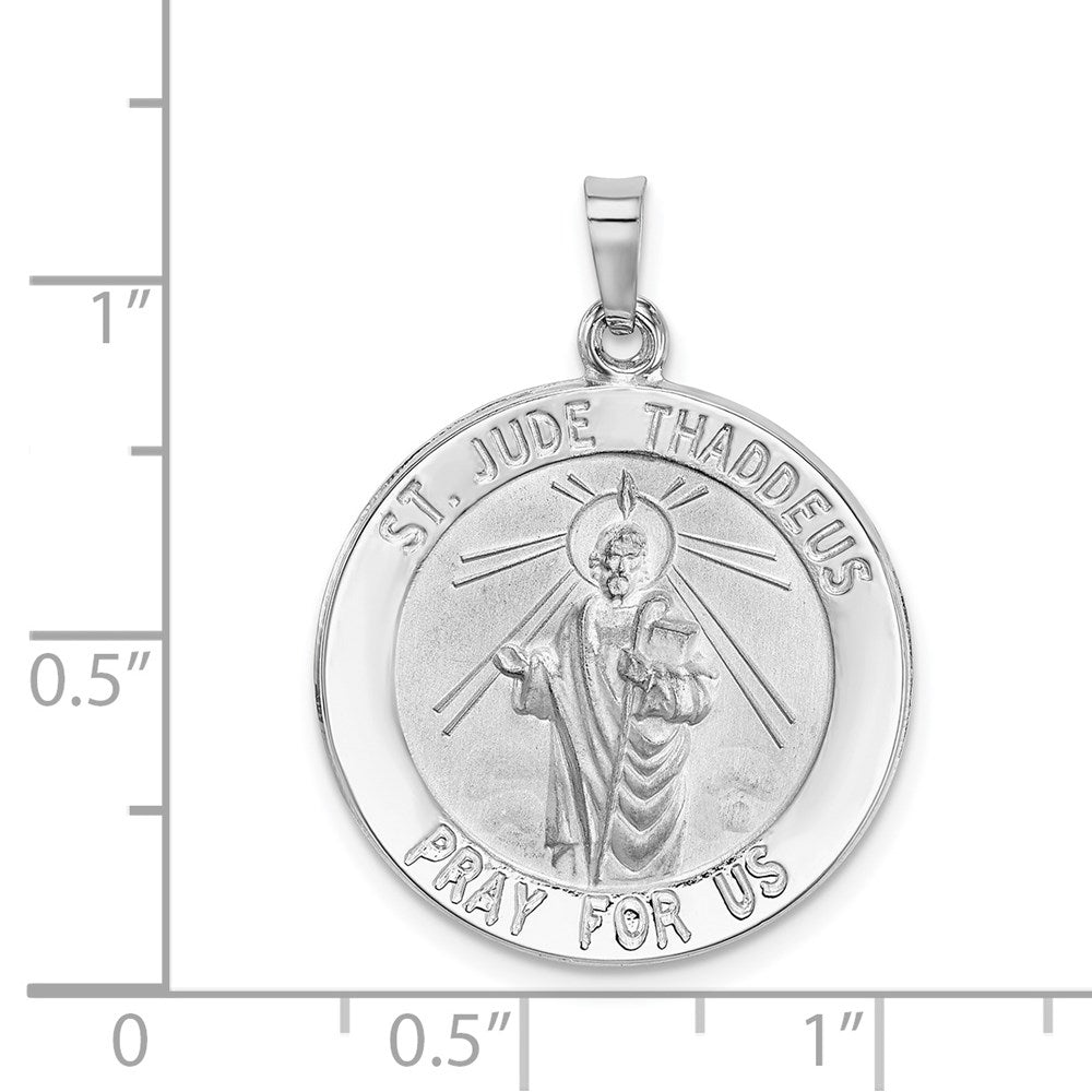 14K Weißgold Heiliger-Judas-Medaille-Anhänger
