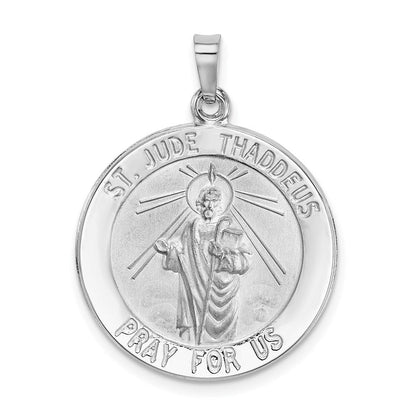 14K Weißgold Heiliger-Judas-Medaille-Anhänger