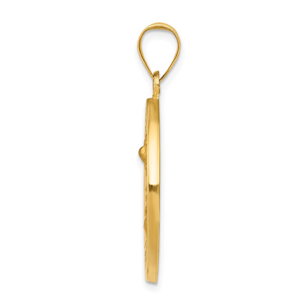 14K Gelbgold Saint Michael Medaille Hohl Anhänger