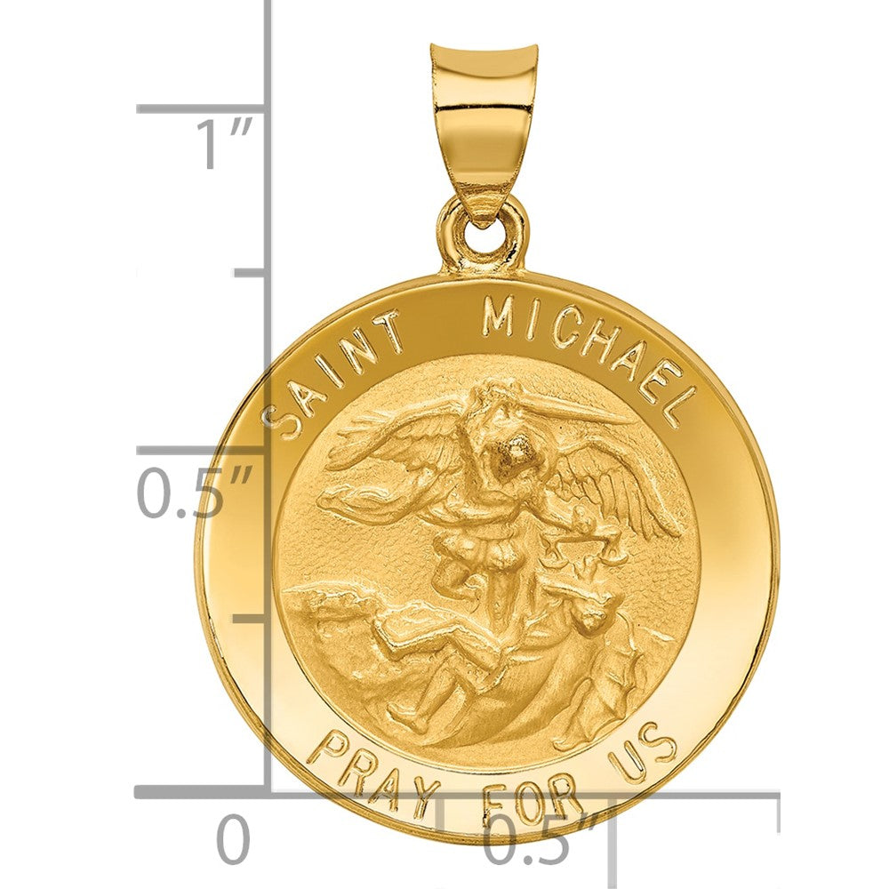 14K Gelbgold Saint Michael Medaille Hohl Anhänger