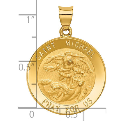 14K Gelbgold Saint Michael Medaille Hohl Anhänger