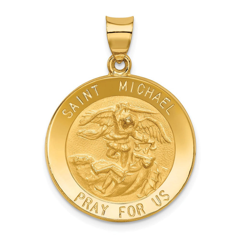 14K Gelbgold Saint Michael Medaille Hohl Anhänger