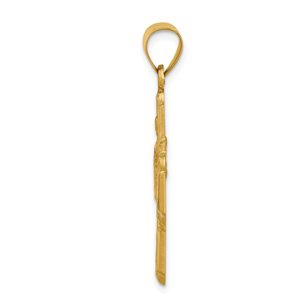 14K Gelbgold Vier-way Religious Medaille Hohl Anhänger