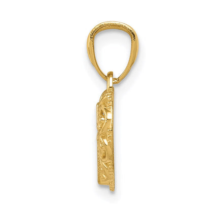 14K Gelb & Rhodium mit Rhodium Kreuz in Herz Anhänger