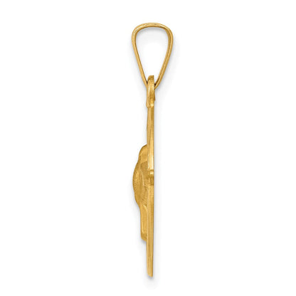 14K Gelbgold Heilig Geist Medaille Hohl Rund Anhänger