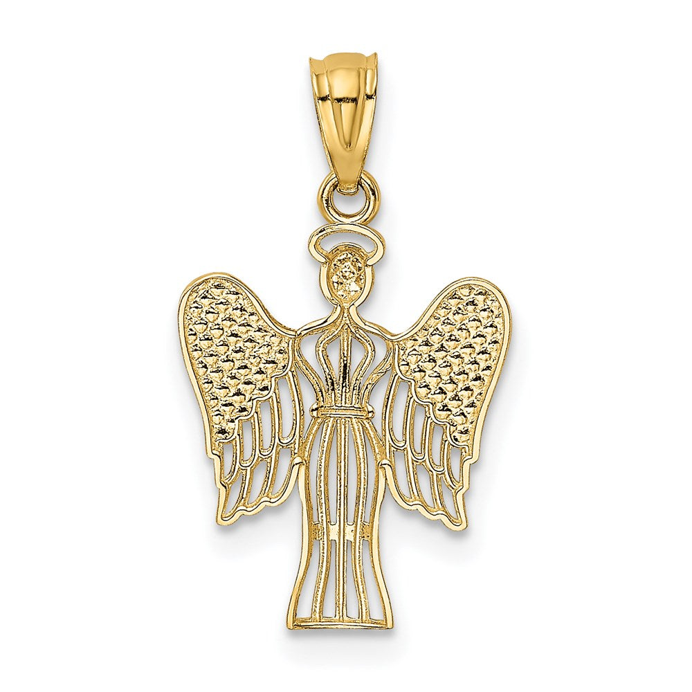 14K Gelb & Rhodium mit Rhodium Engel Anhänger