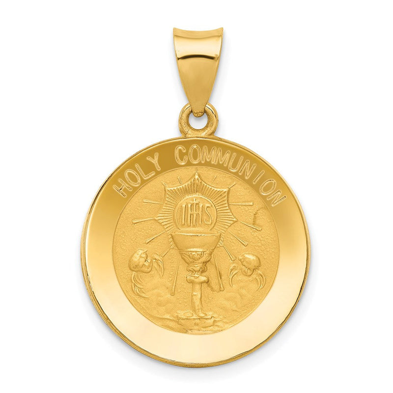 14K Gelbgold Heilig Kommunion Medaille Hohl Anhänger