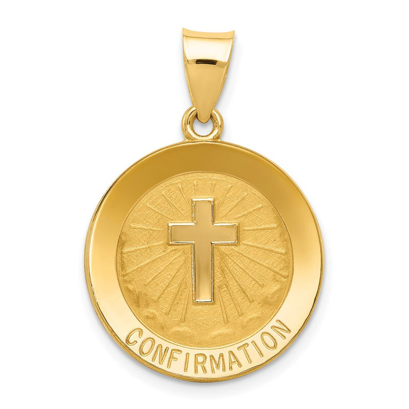 14K Gelbgold Firmung Medaille Hohl Rund Anhänger