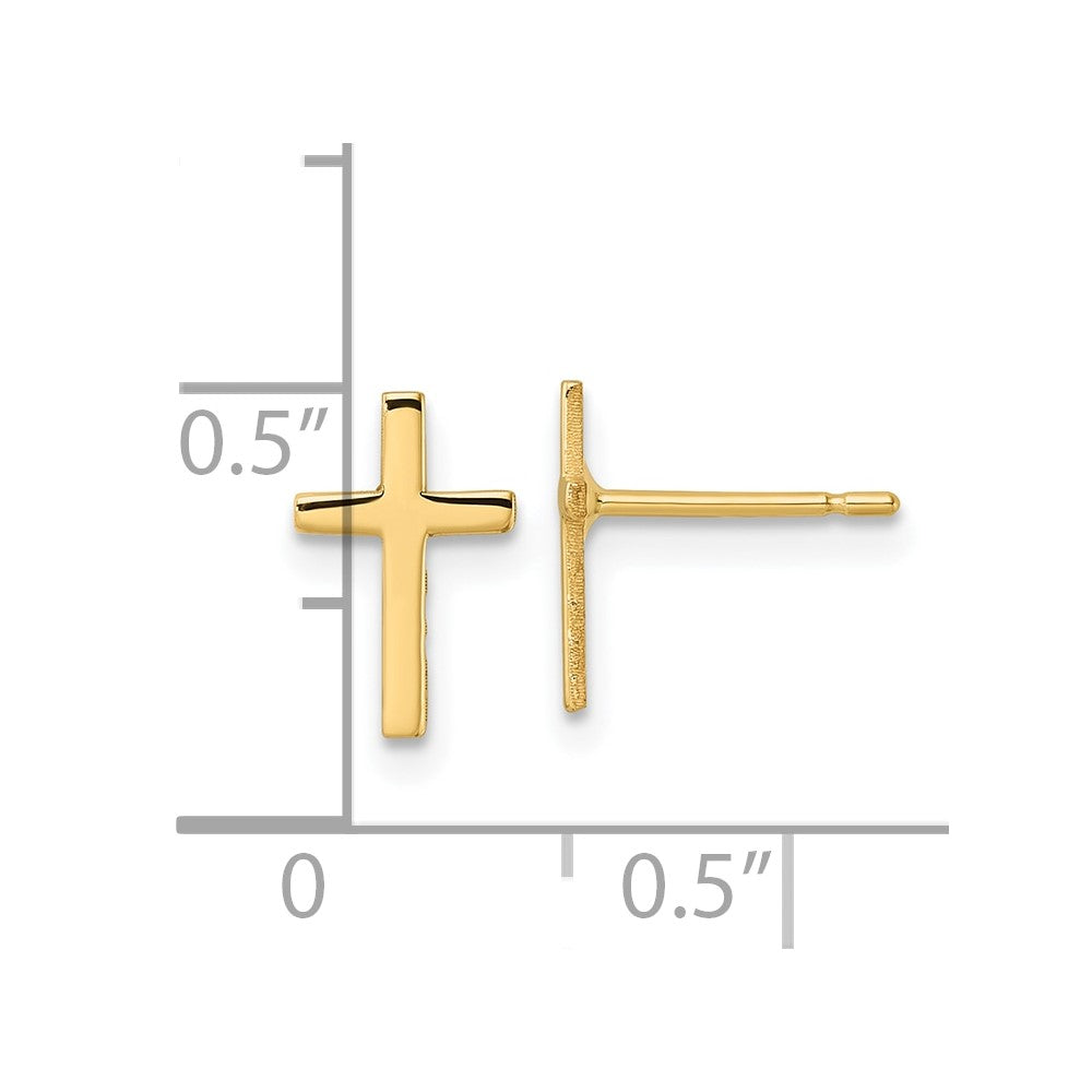 14K Gelbgold Poliert Kreuz Ohrringe