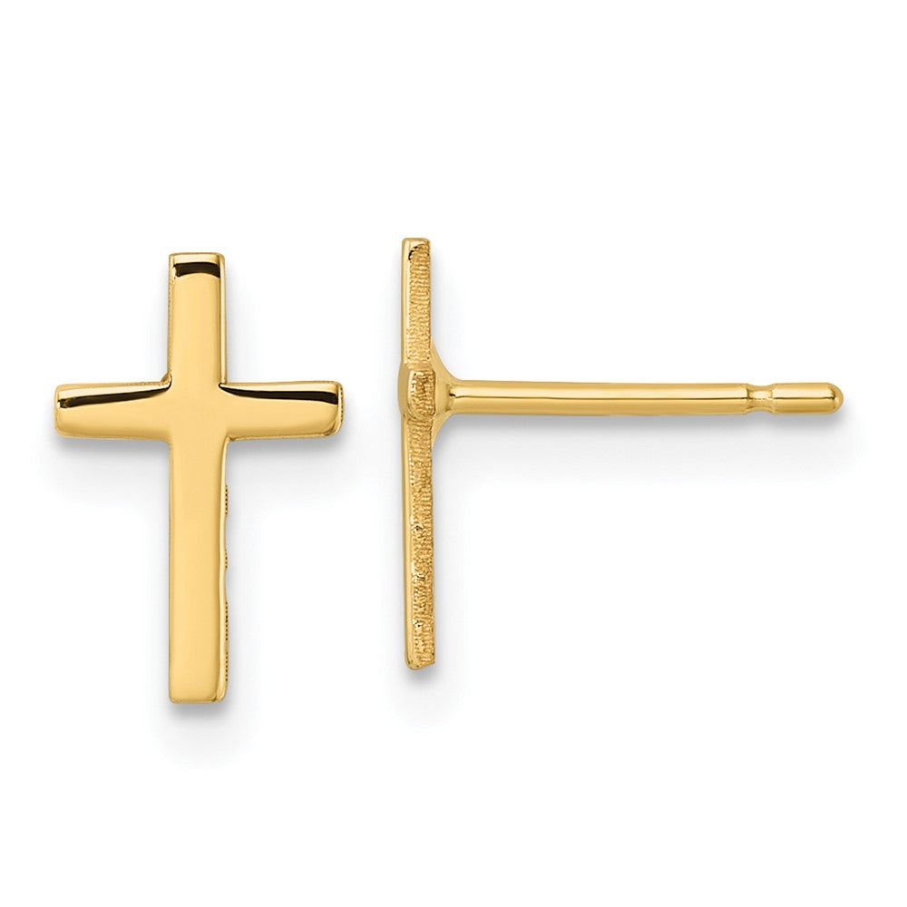 14K Gelbgold Poliert Kreuz Ohrringe