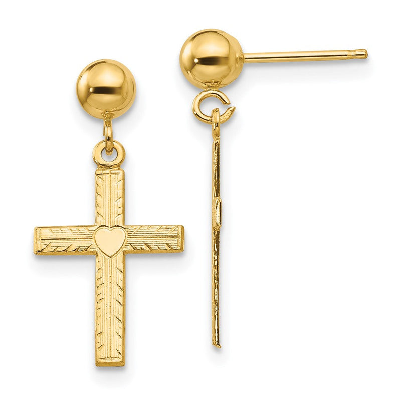 14K Gelbgold Poliert & Satiniert Kreuz Ohrhänger