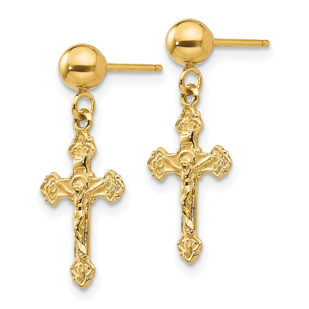 14K Gelbgold Poliert Kruzifix Ohrstecker