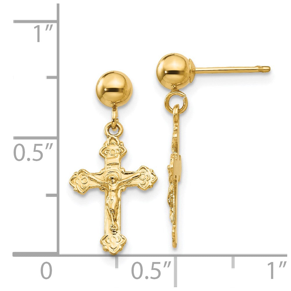 14K Gelbgold Poliert Kruzifix Ohrstecker