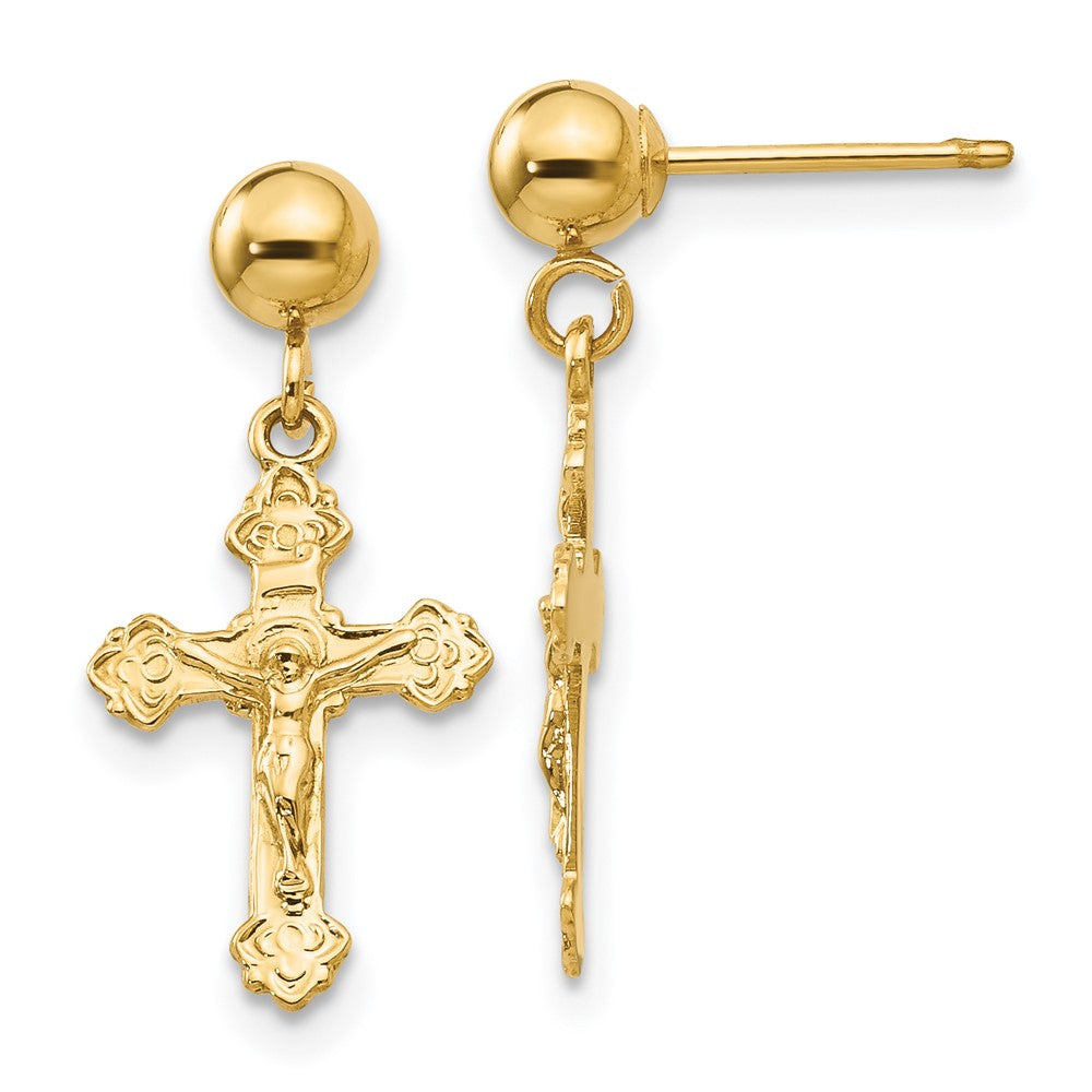 14K Gelbgold Poliert Kruzifix Ohrstecker