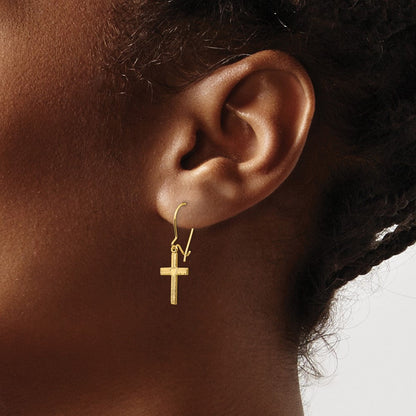 14K Gelbgold Poliert & Satiniert Kreuz Ohrringe