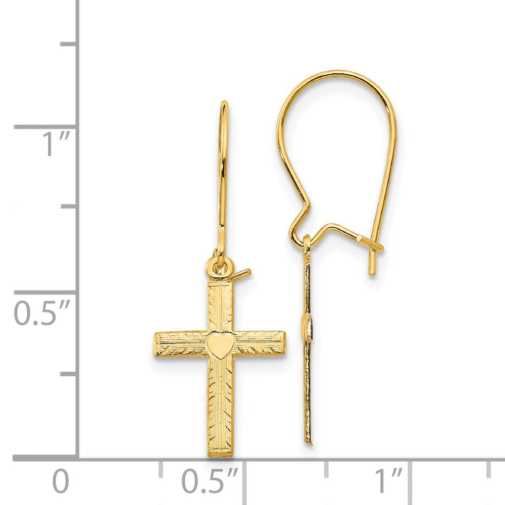 14K Gelbgold Poliert & Satiniert Kreuz Ohrringe