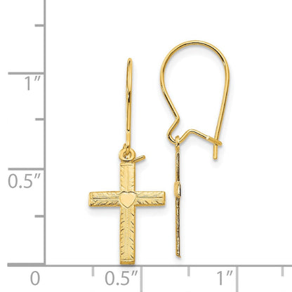 14K Gelbgold Poliert & Satiniert Kreuz Ohrringe