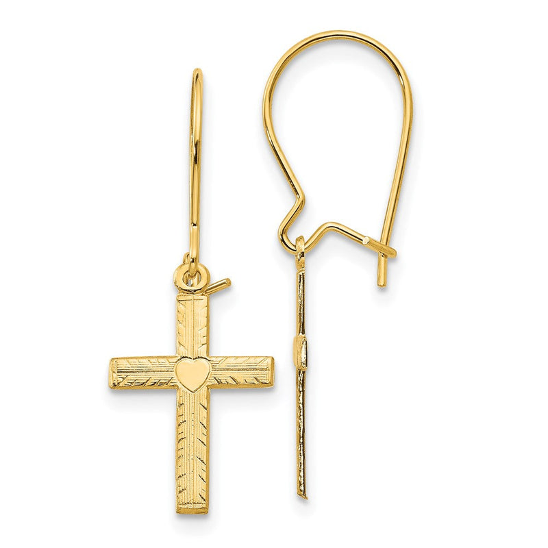 14K Gelbgold Poliert & Satiniert Kreuz Ohrringe
