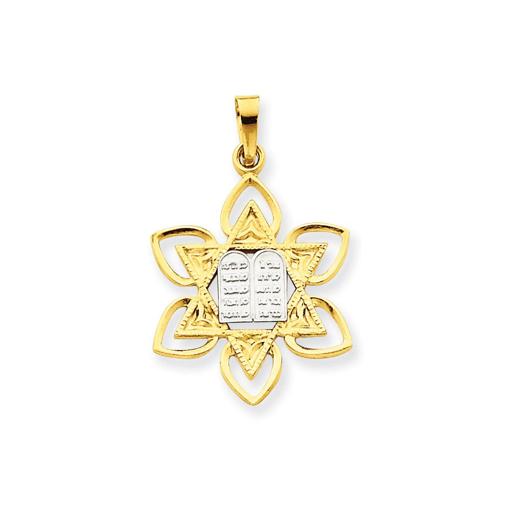 14K Gelbgold Fancy Davidstern-Anhänger mit Tafel