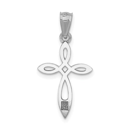 14K Weißgold Kreuz Anhänger