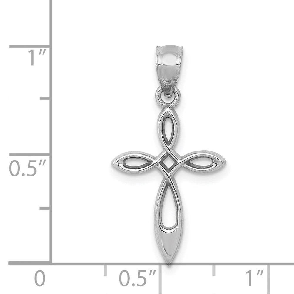 14K Weißgold Kreuz Anhänger