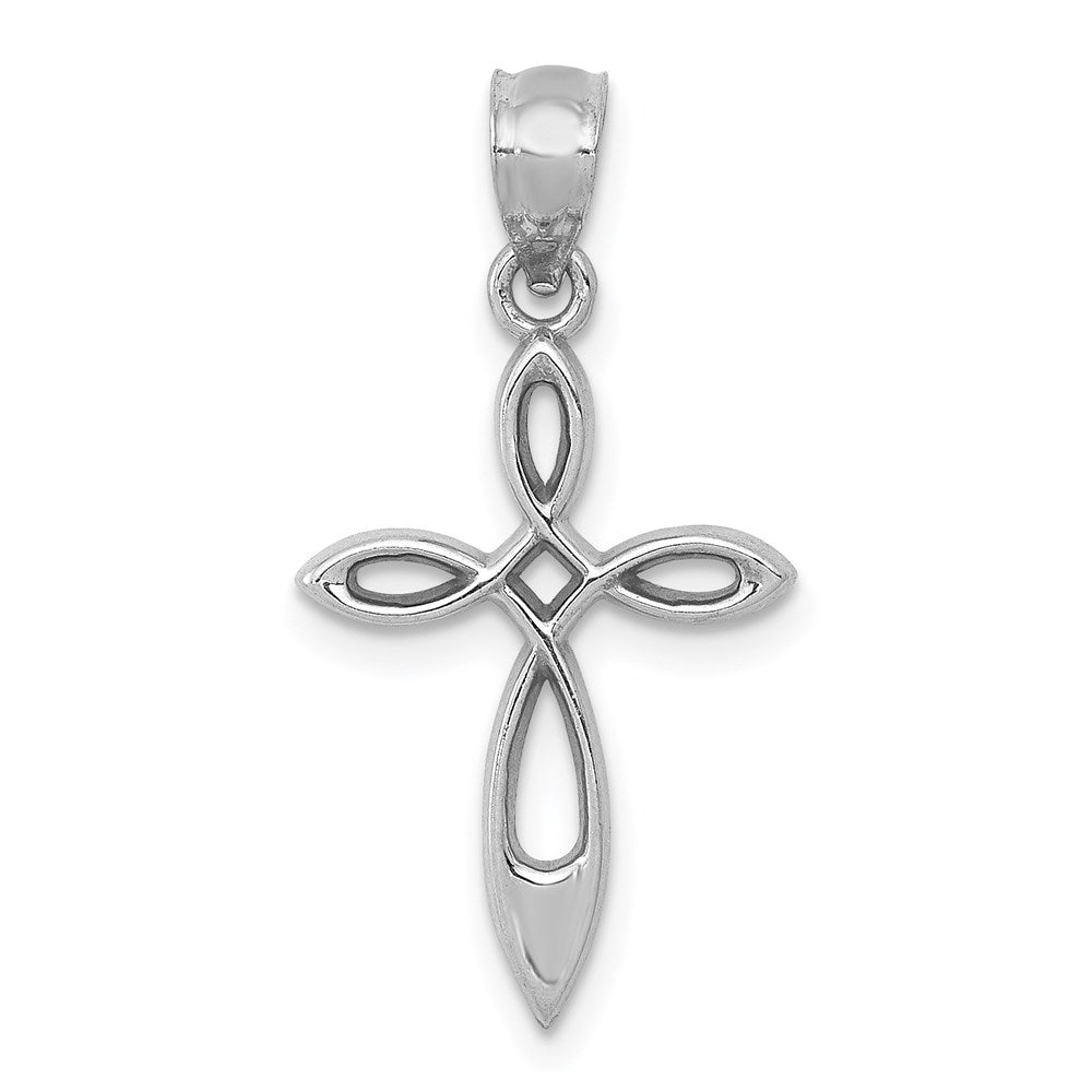 14K Weißgold Kreuz Anhänger