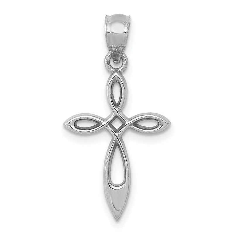 14K Weißgold Kreuz Anhänger