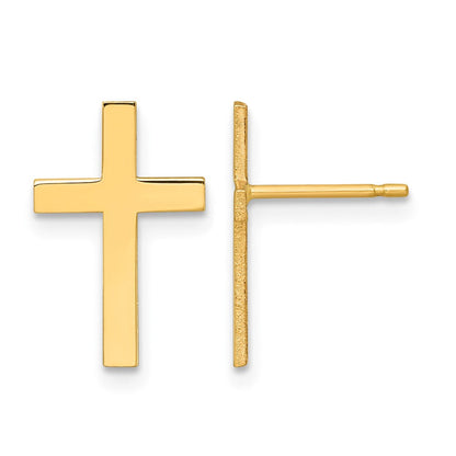 14K Gelbgold Poliert Kreuz Ohrringe