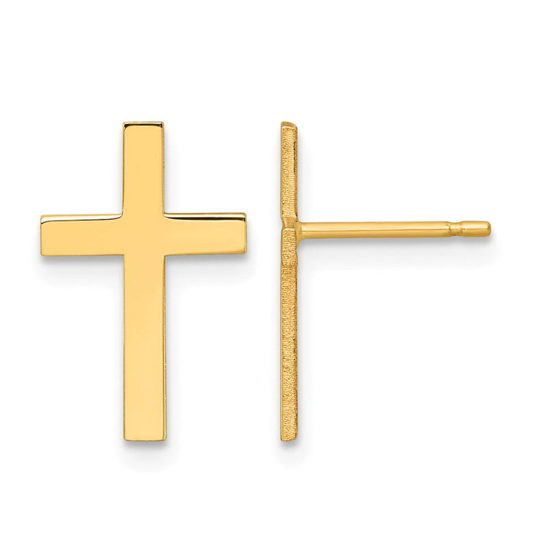 14K Gelbgold Poliert Kreuz Ohrringe