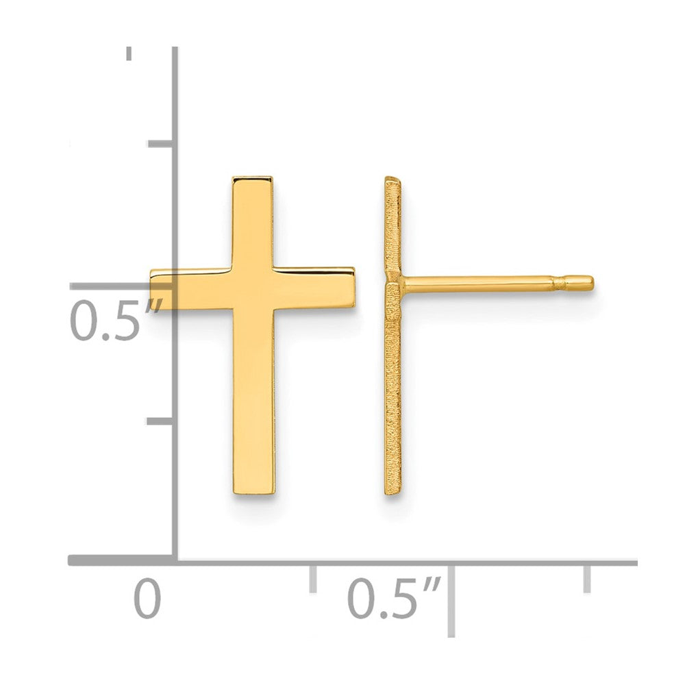 14K Gelbgold Poliert Kreuz Ohrringe