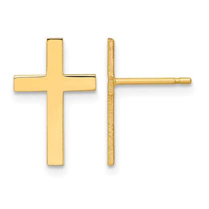 14K Gelbgold Poliert Kreuz Ohrringe