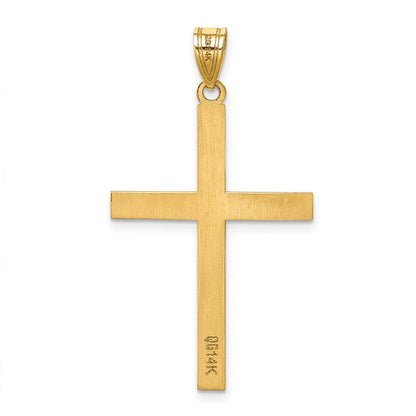 14K Gelbgold gravierbarer Kreuz-Charm
