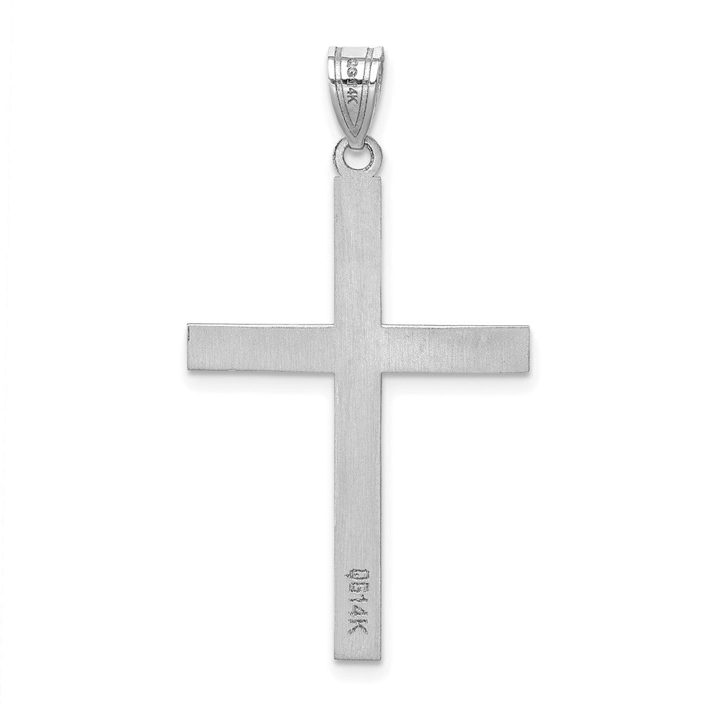 14K Weißgold Gravierbarer Kreuz-Charm