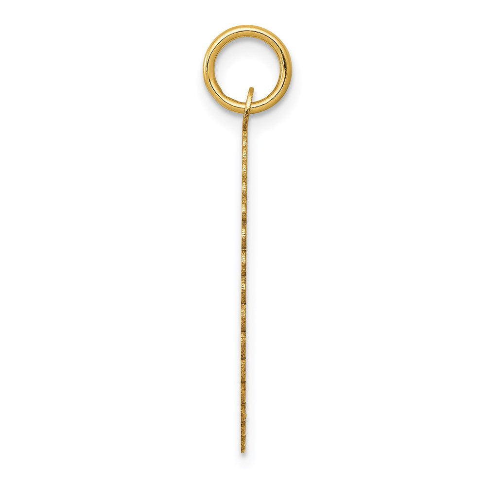 14K Gelbgold gravierbarer runder Scheiben-Charm mit Wellenrand
