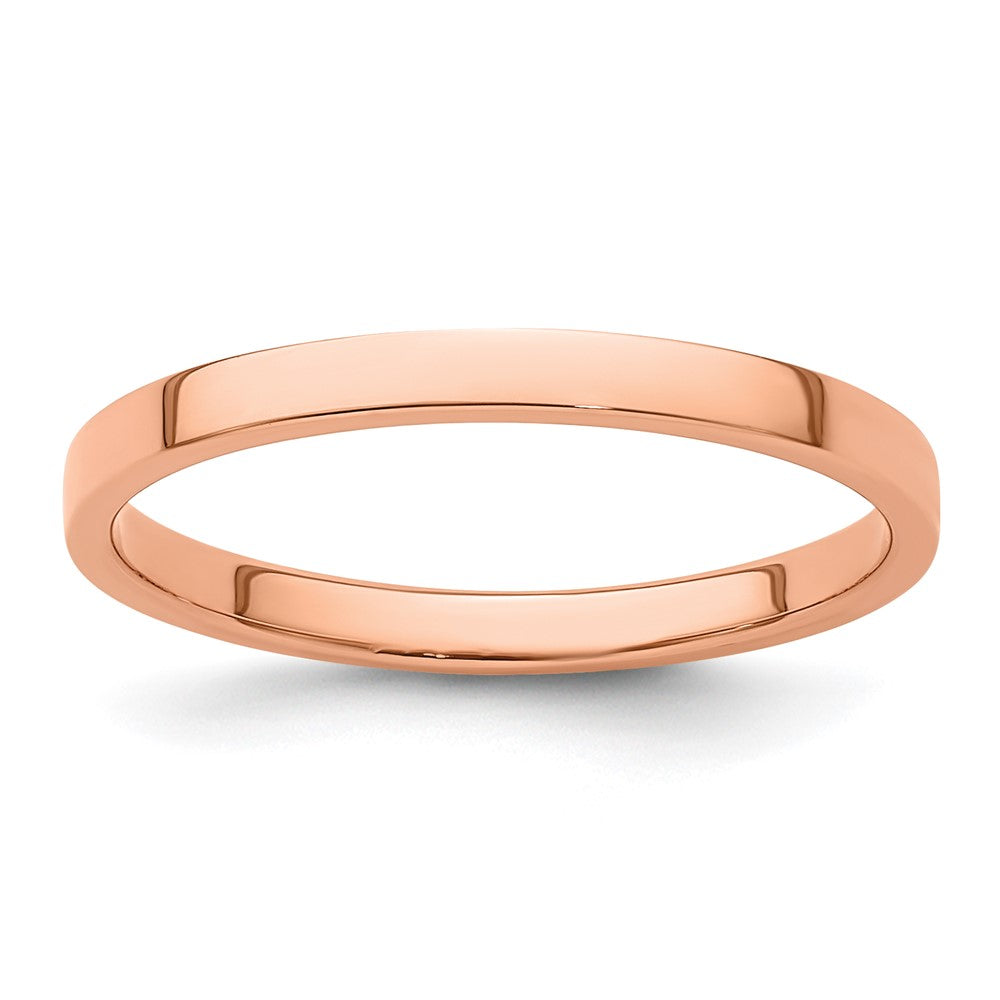 14k Roségold 2 mm leichter, flacher Ehering