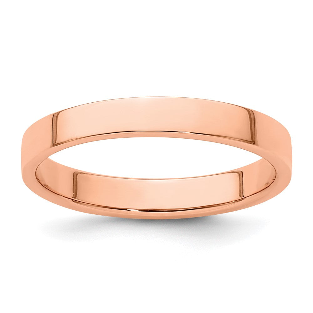 14K Roségold 3 mm leichter flacher Ehering