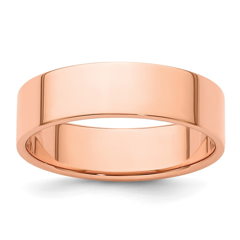 14K Roségold 6 mm leichter flacher Ehering